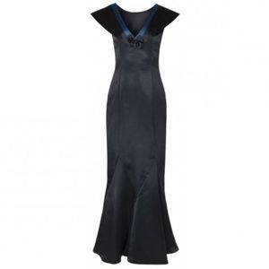 Lindy Bop Black Floor Length Ruffle Gown Dress - Size M - NWT